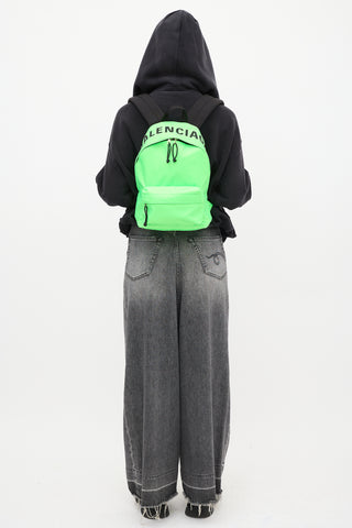 Balenciaga Neon Green Small Wheel Logo Backpack