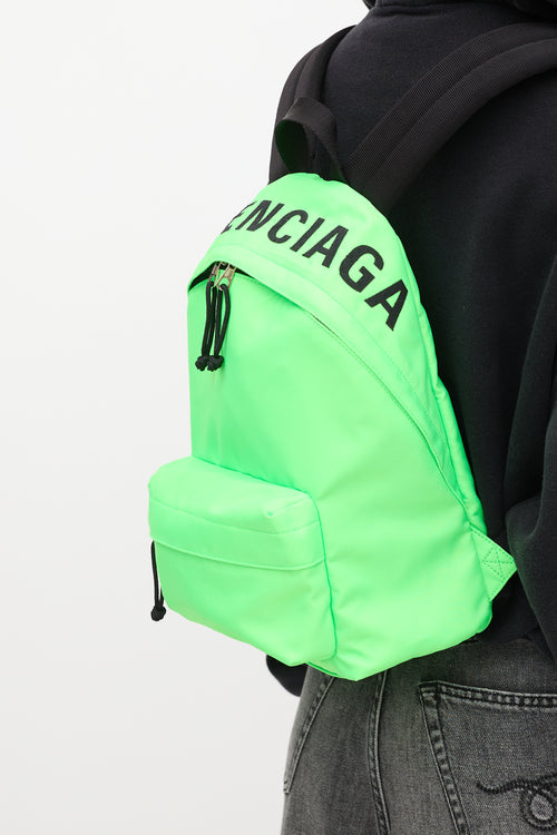 Balenciaga Neon Green Small Wheel Logo Backpack