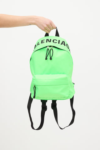 Balenciaga Neon Green Small Wheel Logo Backpack