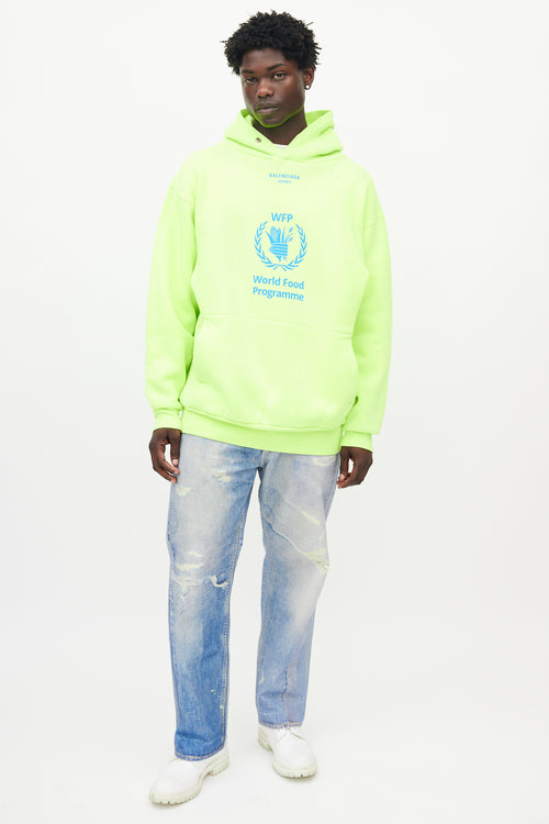 Balenciaga Neon Green World Food Programme Hoodie