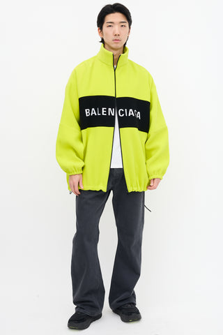 Balenciaga Neon Green Wool Logo Jacket