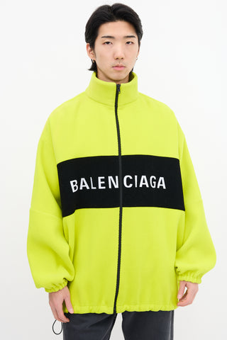 Balenciaga Neon Green Wool Logo Jacket