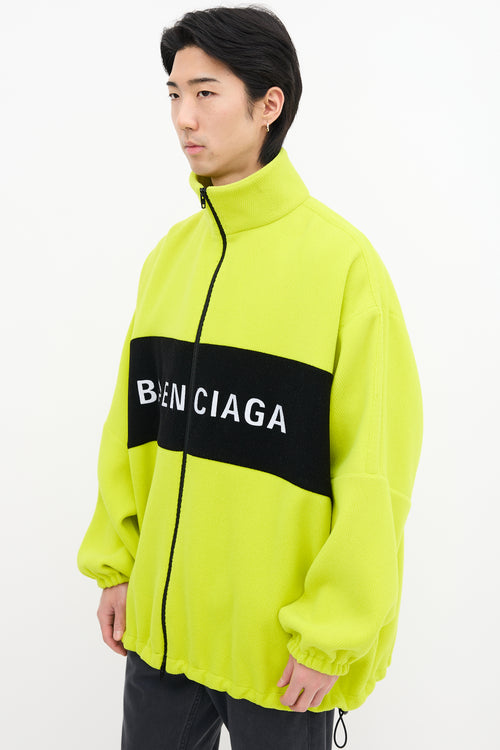 Balenciaga Neon Green Wool Logo Jacket