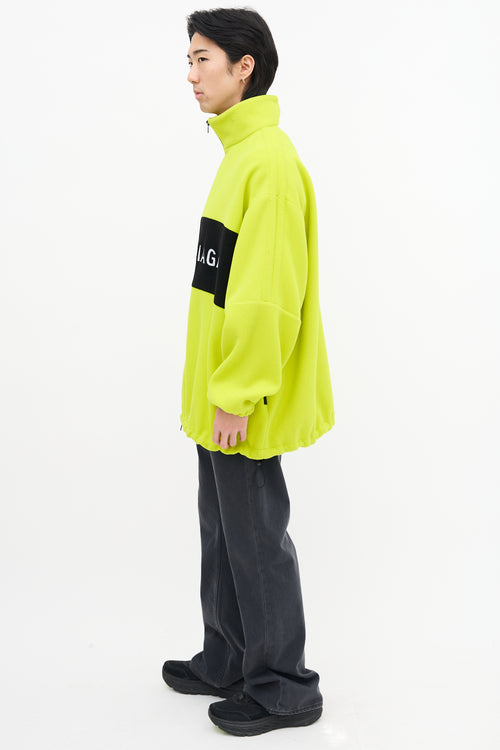 Balenciaga Neon Green Wool Logo Jacket