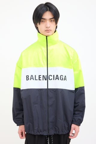 Balenciaga Neon Yellow 
Black Nylon Track Jacket