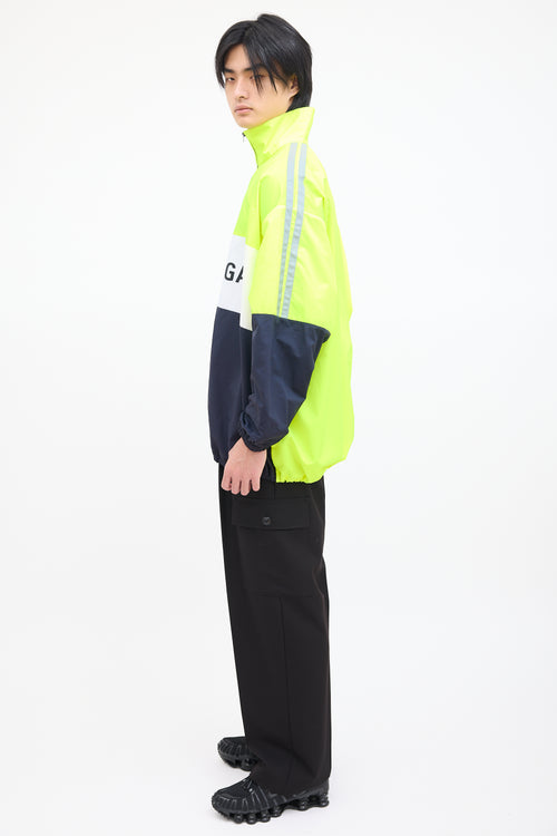 Balenciaga Neon Yellow 
Black Nylon Track Jacket