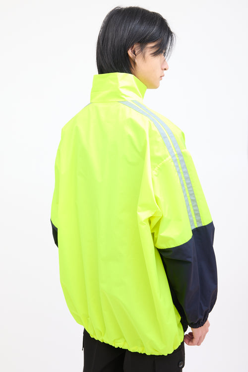 Balenciaga Neon Yellow 
Black Nylon Track Jacket