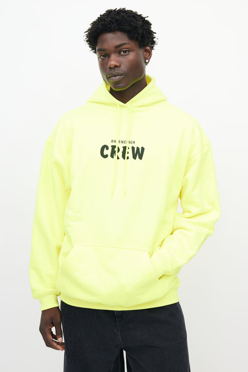 Balenciaga Neon Yellow Cotton Terry Crew Hoodie