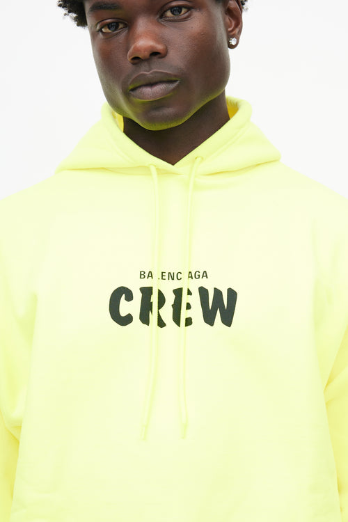 Balenciaga Neon Yellow Cotton Terry Crew Hoodie