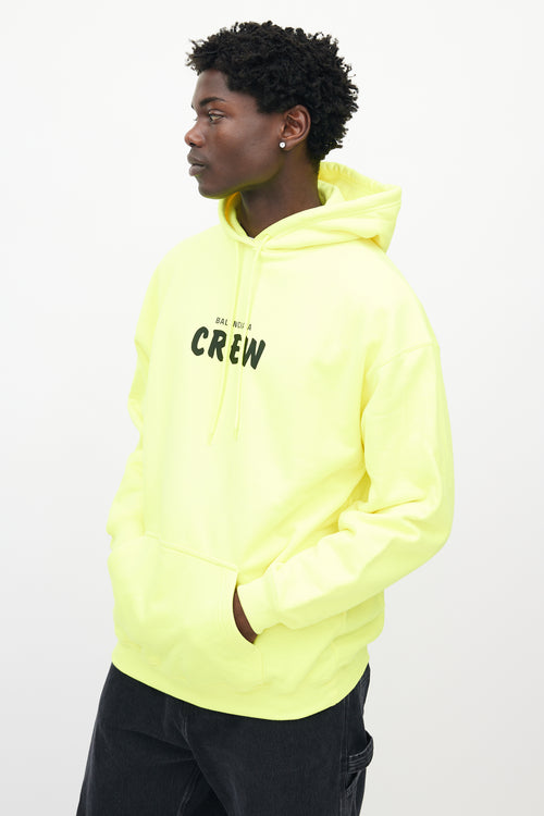 Balenciaga Neon Yellow Cotton Terry Crew Hoodie