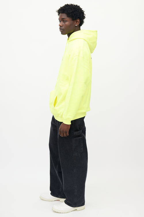 Balenciaga Neon Yellow Cotton Terry Crew Hoodie