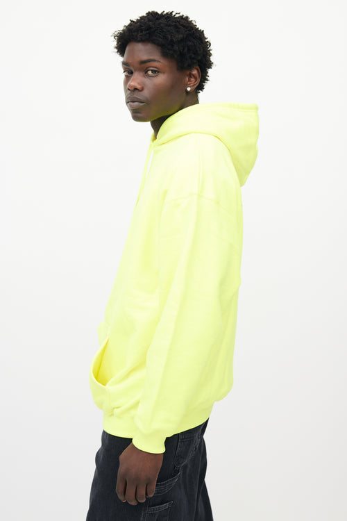 Balenciaga Neon Yellow Cotton Terry Crew Hoodie