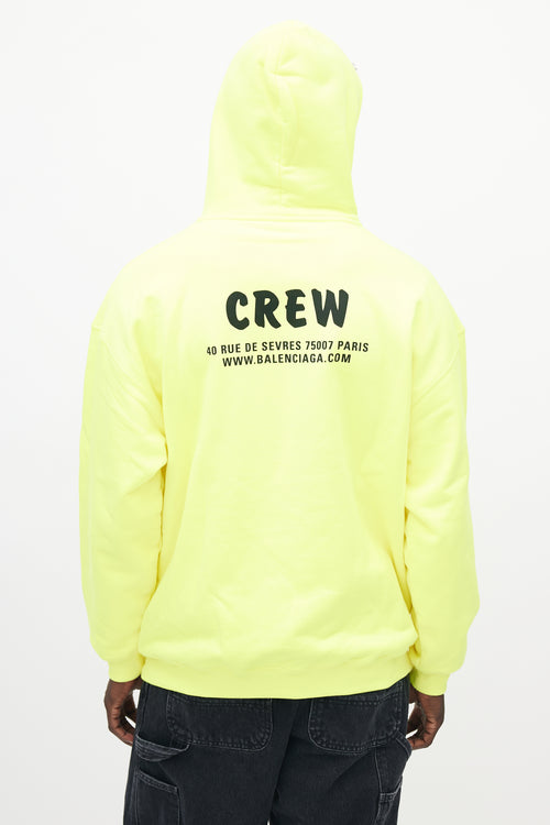 Balenciaga Neon Yellow Cotton Terry Crew Hoodie