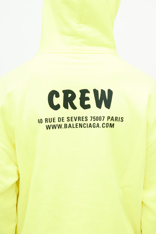 Balenciaga Neon Yellow Cotton Terry Crew Hoodie