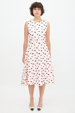 Balenciaga Pink 
Black Jacquard Floral Dress