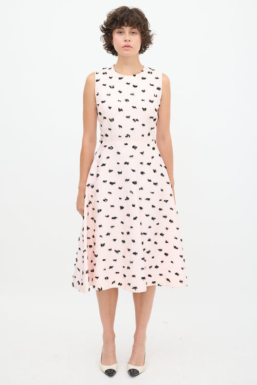 Balenciaga Pink 
Black Jacquard Floral Dress