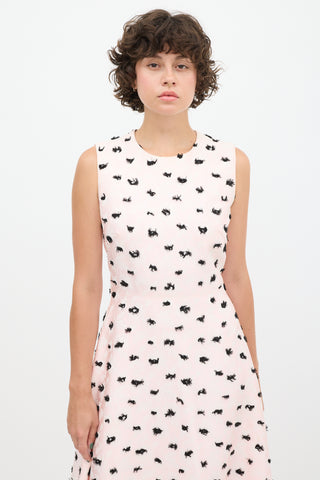 Balenciaga Pink 
Black Jacquard Floral Dress