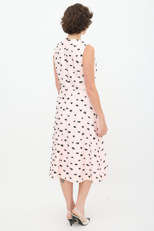 Balenciaga Pink 
Black Jacquard Floral Dress