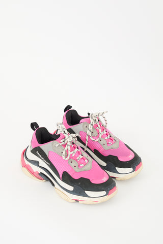 Balenciaga Pink 
Black Triple S Sneaker