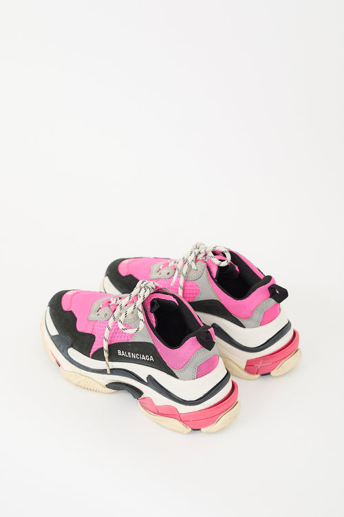 Balenciaga Pink 
Black Triple S Sneaker