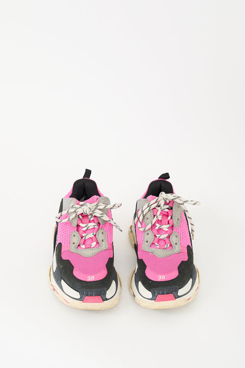 Balenciaga Pink 
Black Triple S Sneaker