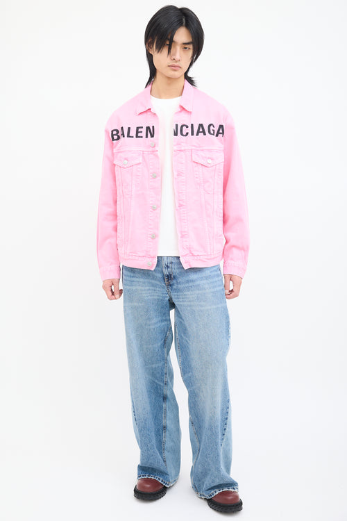 Balenciaga Pink Pink Logo Denim Jacket