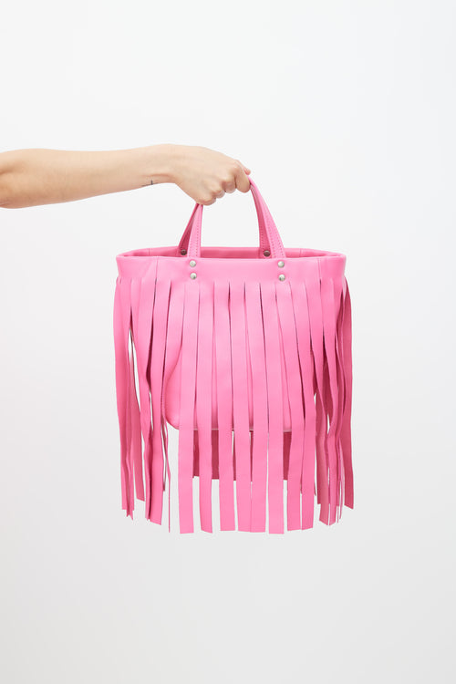 Balenciaga Pink Fringe Laundry Cabas Tote Bag