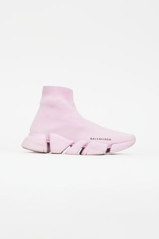 Balenciaga Pink Knit Speed Sneaker