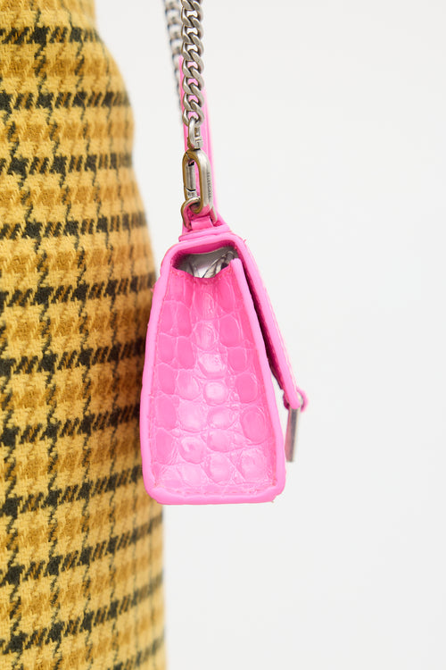 Balenciaga Pink Leather Hourglass Embossed Mini Bag