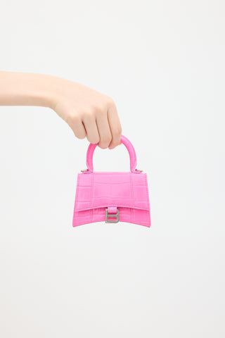 Balenciaga Pink Leather Hourglass Embossed Mini Bag