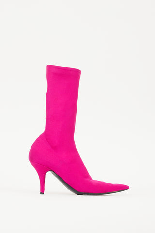 Balenciaga Pink Satin Knife Sock Boot