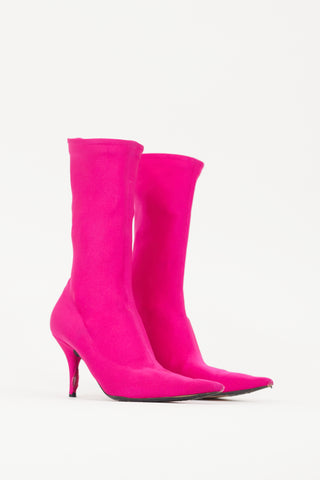 Balenciaga Pink Satin Knife Sock Boot