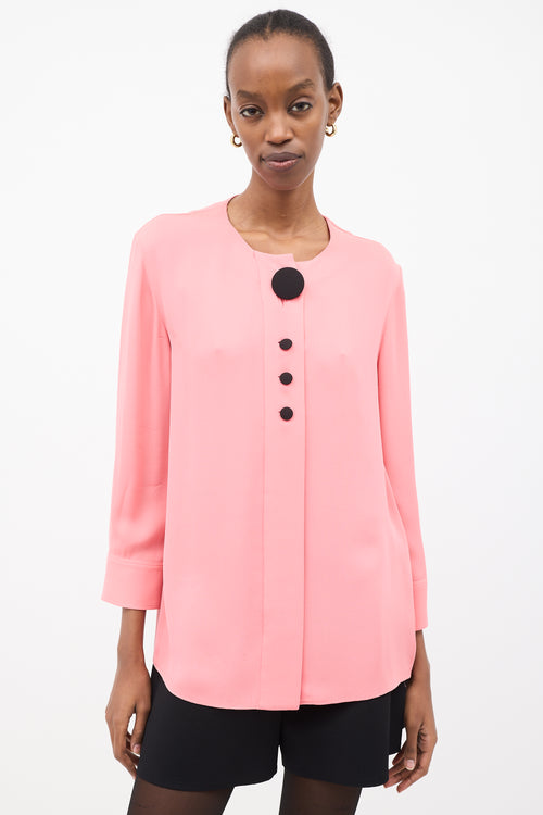 Balenciaga Pink Silk Button Front Blouse