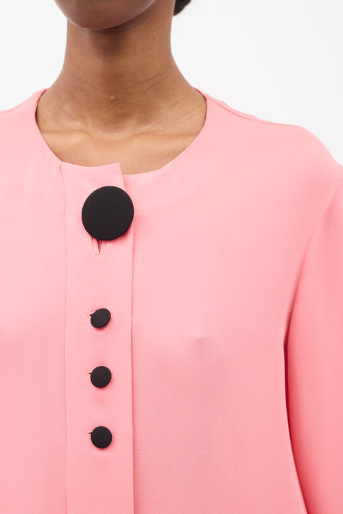 Balenciaga Pink Silk Button Front Blouse