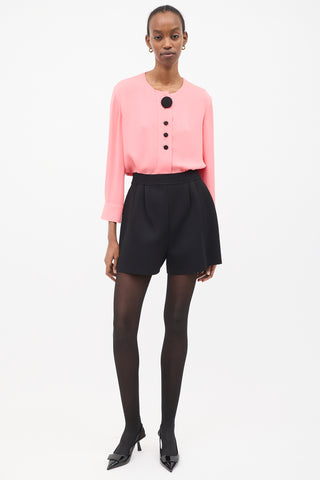 Balenciaga Pink Silk Button Front Blouse