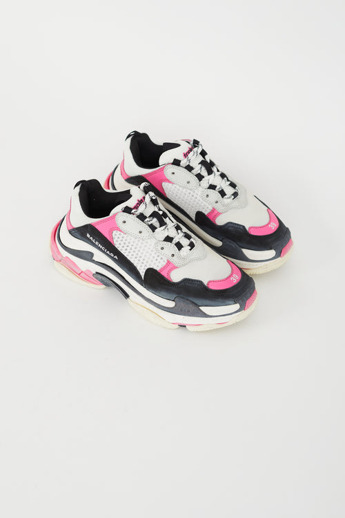 Balenciaga Pink, White 
Black Triple S Sneaker