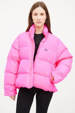 Balenciaga Pink C Shape Puffer Coat