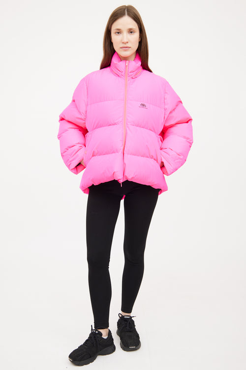 Balenciaga Pink C Shape Puffer Coat