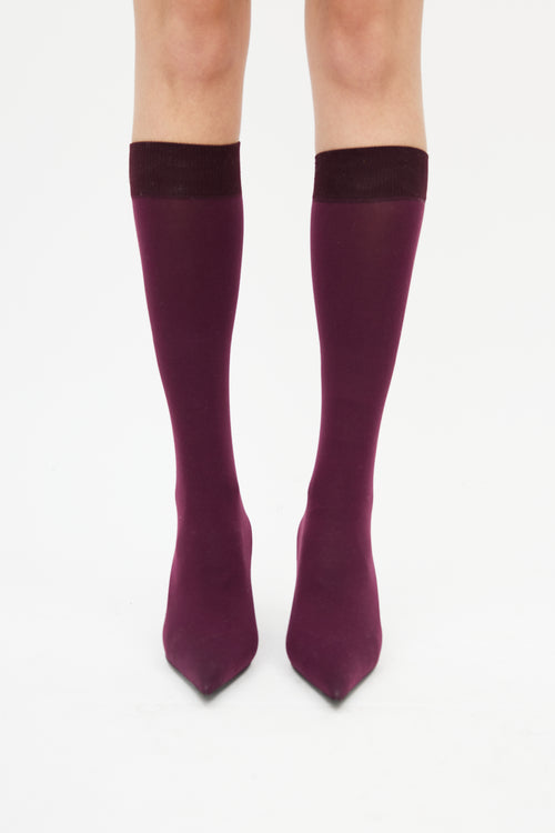 Balenciaga Purple Knife Mid-Calf Sock Boot