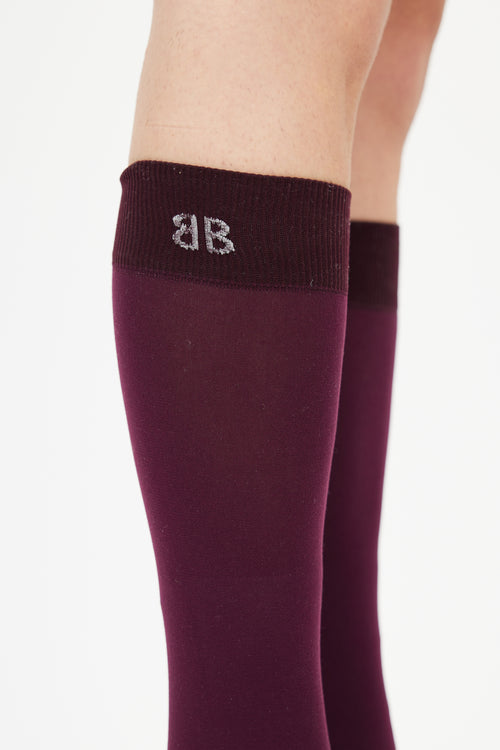 Balenciaga Purple Knife Mid-Calf Sock Boot