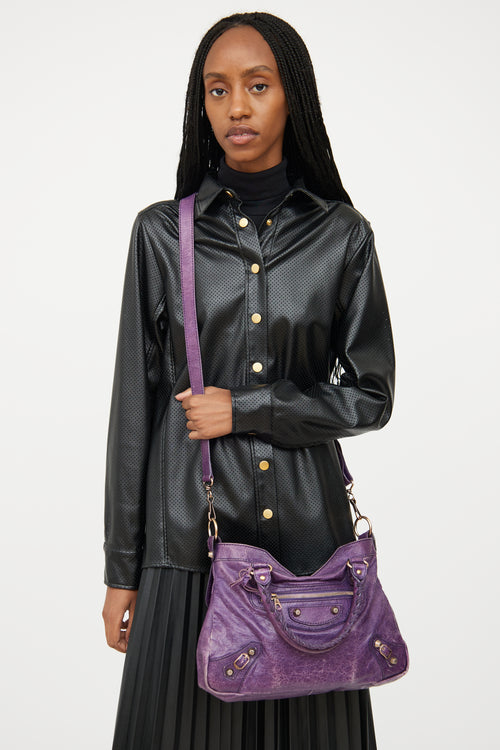 Balenciaga Purple Leather City Bag