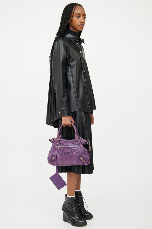 Balenciaga Purple Leather City Bag