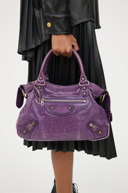 Balenciaga Purple Leather City Bag