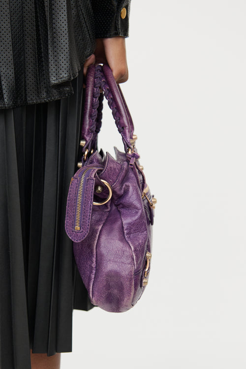 Balenciaga Purple Leather City Bag