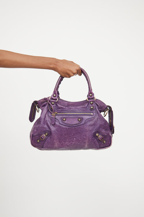 Balenciaga Purple Leather City Bag