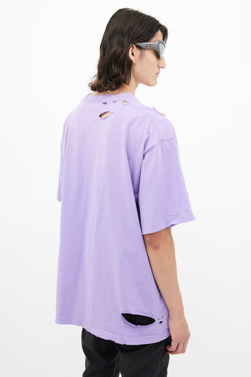 Balenciaga Purple Distressed Logo T-Shirt