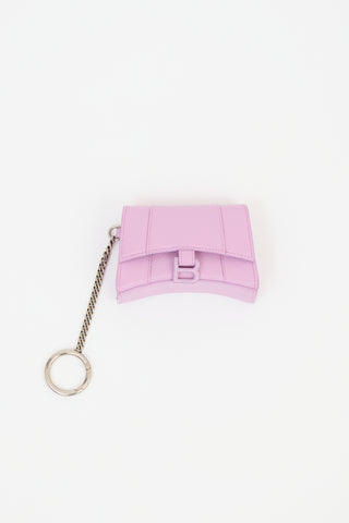 Balenciaga Purple Hourglass Cardholder Keychain