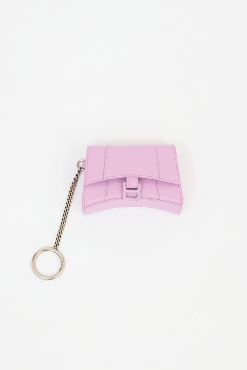 Balenciaga Purple Hourglass Cardholder Keychain