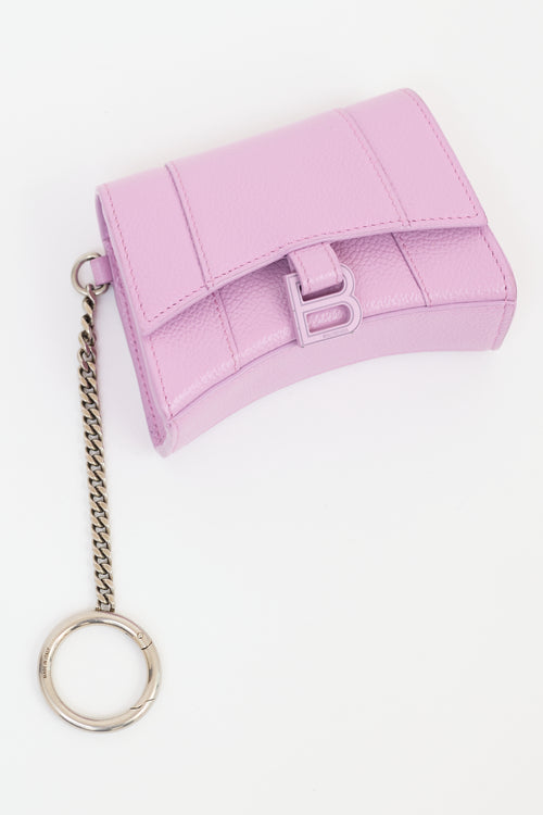 Balenciaga Purple Hourglass Cardholder Keychain