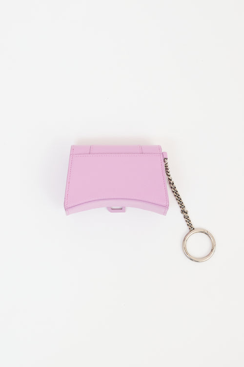 Balenciaga Purple Hourglass Cardholder Keychain